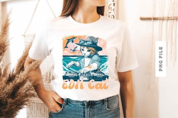 Download EDM Call DJ Cat T-shirt Design PNG - Design Collection