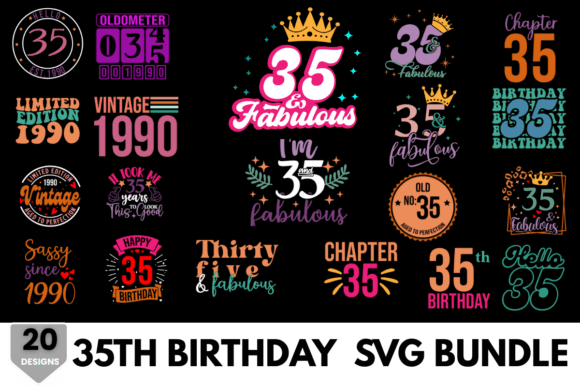 Download 35th Birthday Colorful SVG Design - Design Collection
