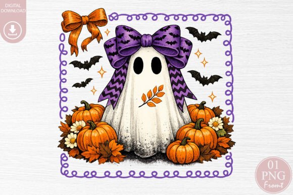 Download Cute Ghost Coquette Bow Halloween Design - Design Collection