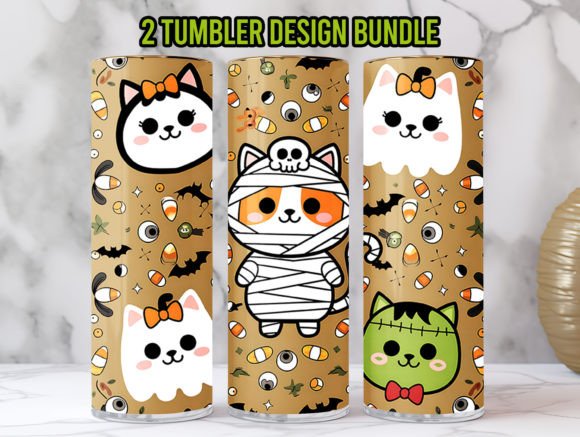 Download Halloween Cat Pattern Tumbler Wrap Png - Halloween cat pattern Collection