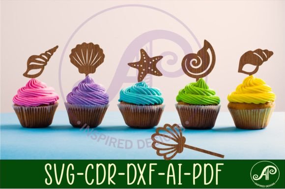 Download Sea Shell Cupcake Toppers, 6 Designs SVG - Design Collection