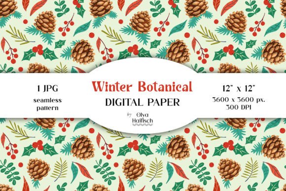 Download Winter Botanical Digital Paper Design - Design Collection