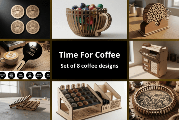 Download Set of 8 Coffee Designs SVG - Design Collection