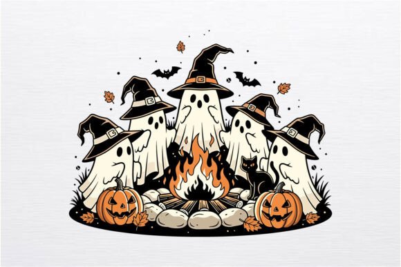 Download Witch Ghost Friends Halloween SVG Design - Design Collection