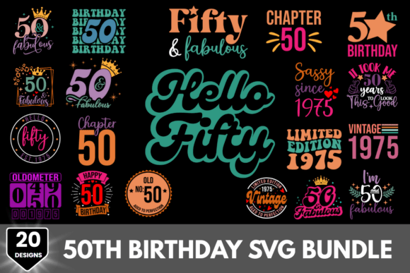 Download 50th Birthday Colorful SVG Design - Design Collection