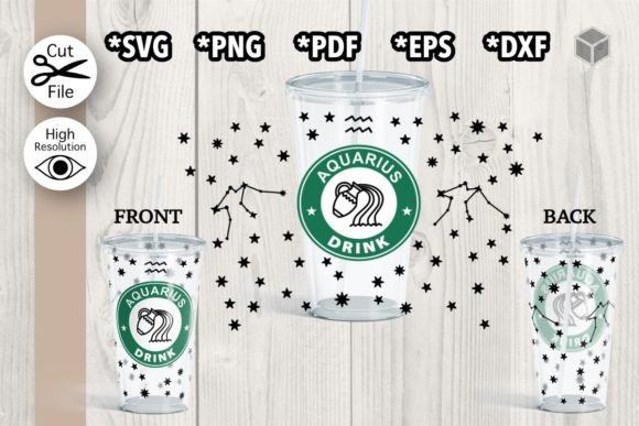Download Aquarius Cup Wrap SVG for 24 Oz Cold Cup - Premium Bundle