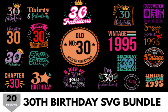 Download 30th Birthday Colorful SVG Design - Design Collection