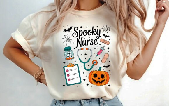 Download Spooky Nurse Halloween Shirt Design PNG - Design Collection
