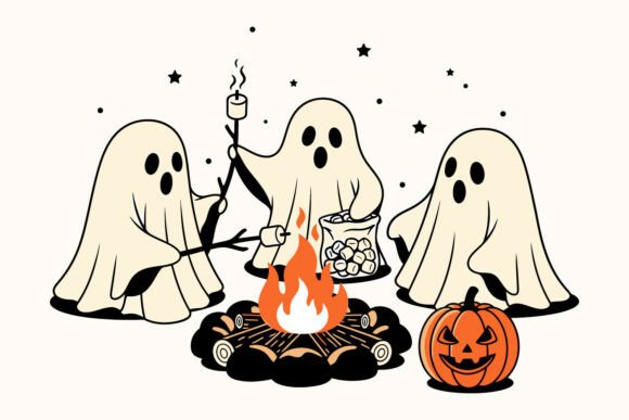 Download Cute Ghost Enjoing Halloween SVG Design. - Design Collection