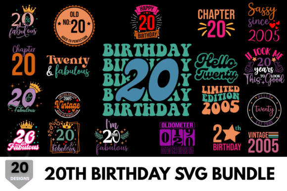 Download 20th Birthday Colorful SVG Design - Design Collection