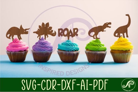 Download Dinosaur Cupcake Toppers, 6 Designs SVG - Design Collection