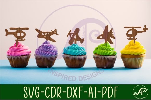 Download Plane Cupcake Toppers, 8 Designs SVG - Design Collection