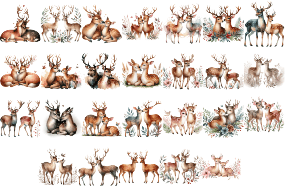 Download 26 Watercolor Boho Deer Valentine Bundle - Premium Resources