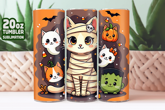 Download Halloween Cat Pattern Tumbler Wrap Png - Halloween cat pattern Collection