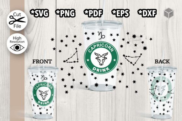 Download Capricorn Cup Wrap SVG for 24 Oz Cold Cu - Premium Bundle